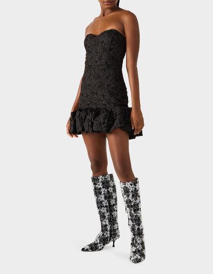 DRESSED TO FRILL DRESS BLACK Women's Strapless Black Floral Mini Dress | Betsey Johnson Special Offer