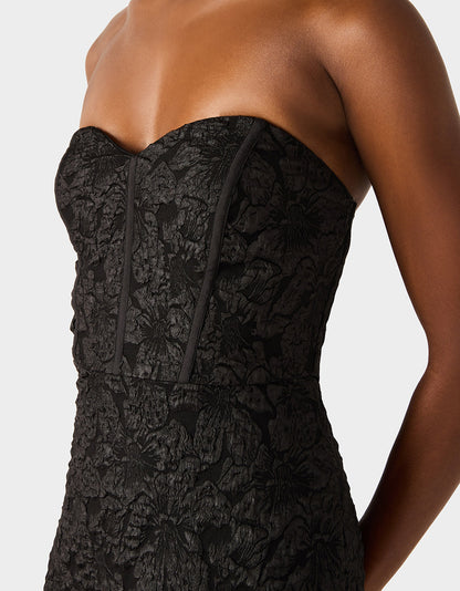DRESSED TO FRILL DRESS BLACK Women's Strapless Black Floral Mini Dress | Betsey Johnson Special Offer