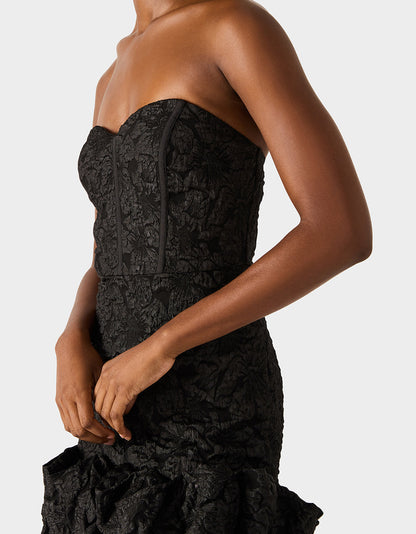 DRESSED TO FRILL DRESS BLACK Women's Strapless Black Floral Mini Dress | Betsey Johnson Special Offer