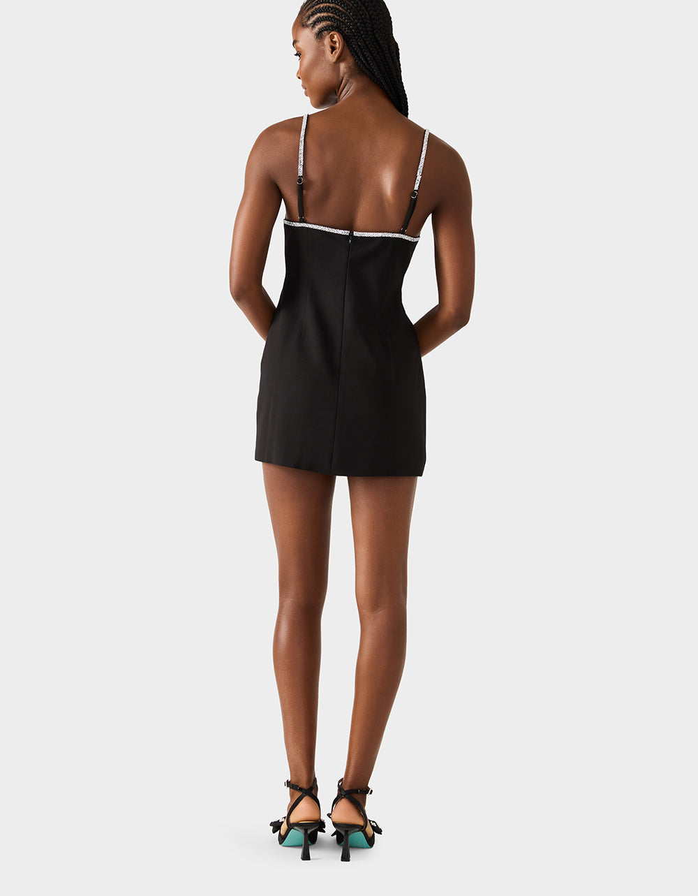 CRYSTAL SLIP DRESS BLACK Women's Black Mini Dress with Rhinestone Details | Betsey Johnson Essential