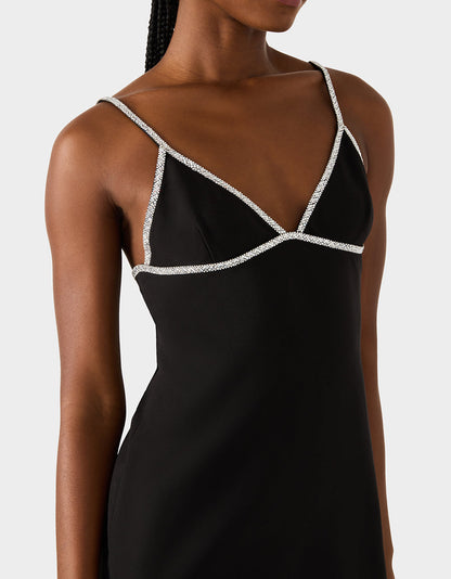 CRYSTAL SLIP DRESS BLACK Women's Black Mini Dress with Rhinestone Details | Betsey Johnson Essential