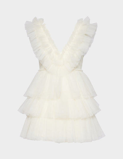 BETSEYS TIERED TULLE DRESS CREAM Mini Formal Women's Dress | Betsey Johnson Quality