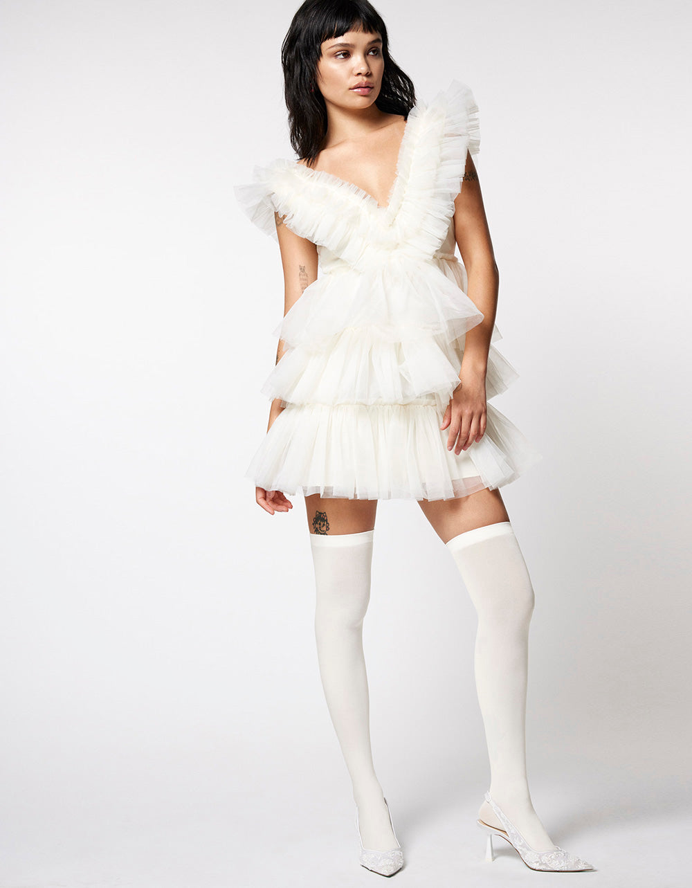 BETSEYS TIERED TULLE DRESS CREAM Mini Formal Women's Dress | Betsey Johnson Quality