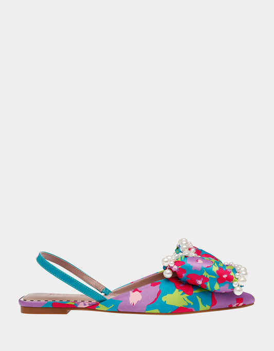 CAMILO TEAL MULTI Floral Slingback Flats | Betsey Johnson Discount