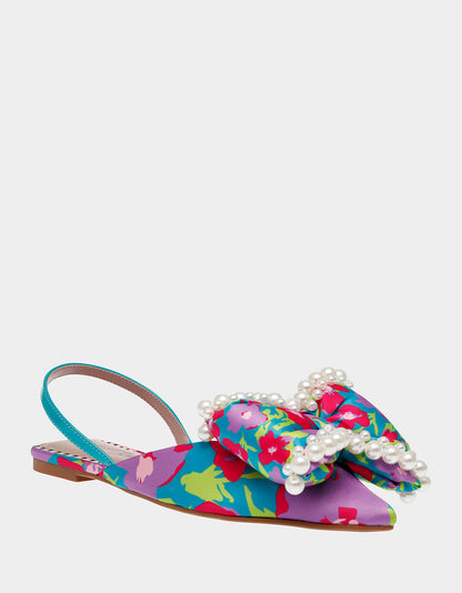 CAMILO TEAL MULTI Floral Slingback Flats | Betsey Johnson Discount