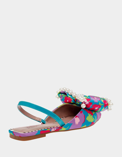 CAMILO TEAL MULTI Floral Slingback Flats | Betsey Johnson Discount