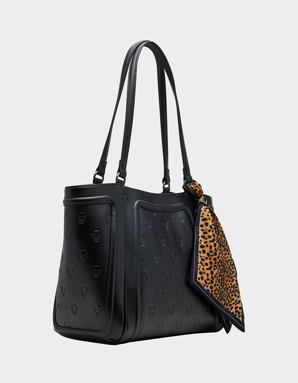 SKULLICIOUS TOTE WITH SCARF BLACK Women's Black Skull Tote Handbag | Betsey Johnson Essential