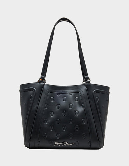 SKULLICIOUS TOTE WITH SCARF BLACK Women's Black Skull Tote Handbag | Betsey Johnson Essential