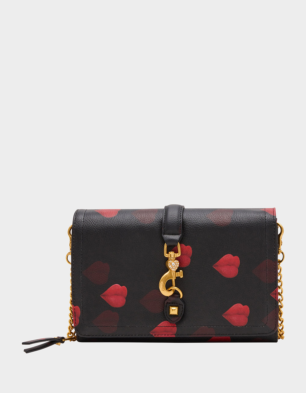 KISSES WALLET ON CHAIN BLACK/MULTI Women's Valentine's Day Lip Kisses Wallet | Betsey Johnson New