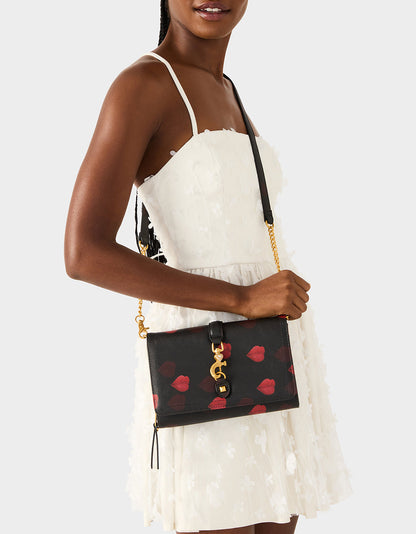 KISSES WALLET ON CHAIN BLACK/MULTI Women's Valentine's Day Lip Kisses Wallet | Betsey Johnson New