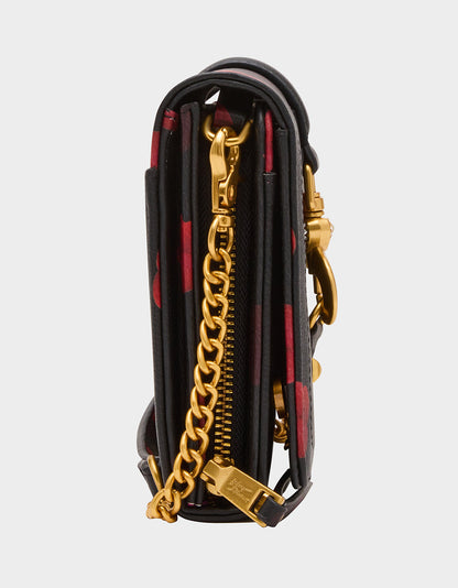 KISSES WALLET ON CHAIN BLACK/MULTI Women's Valentine's Day Lip Kisses Wallet | Betsey Johnson New