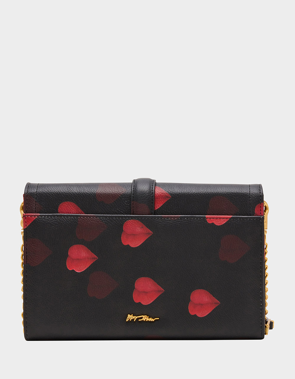 KISSES WALLET ON CHAIN BLACK/MULTI Women's Valentine's Day Lip Kisses Wallet | Betsey Johnson New