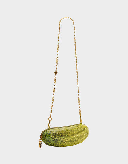 A BIG DILL GREEN Women's Kitsch Food Dill Pickle Crossbody Handbag | Betsey Johnson Hot Sale