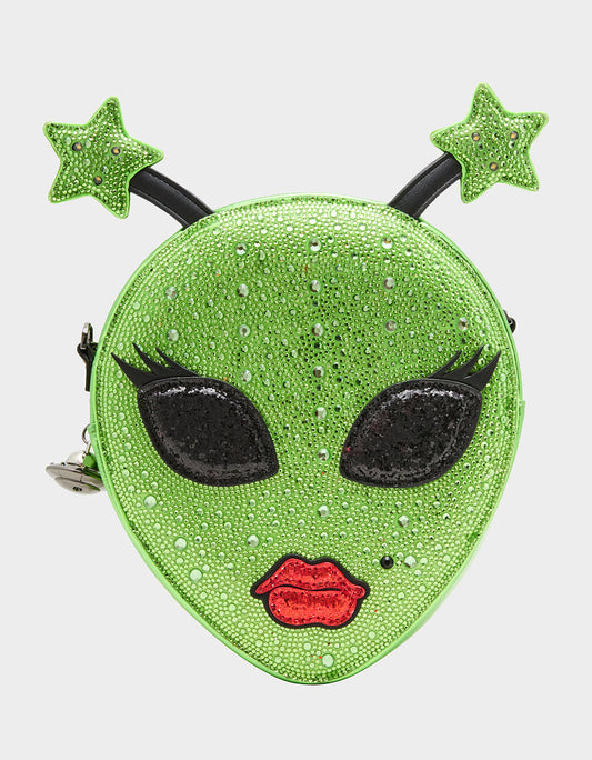 KITSCH OUT OF YOUR ORBIT GREEN Women's Alien Kitsch Crossbody Handbag | Betsey Johnson Value