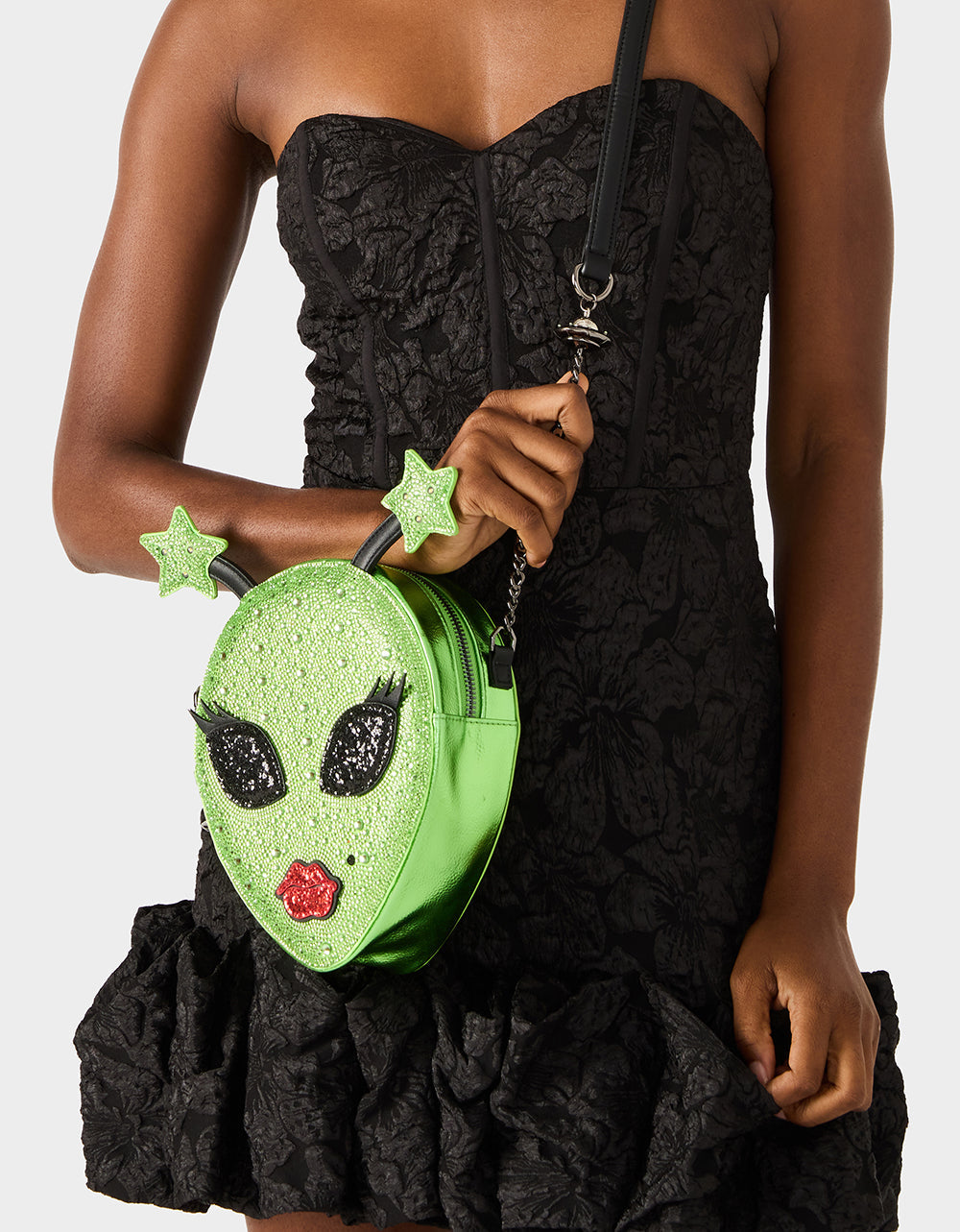 KITSCH OUT OF YOUR ORBIT GREEN Women's Alien Kitsch Crossbody Handbag | Betsey Johnson Value