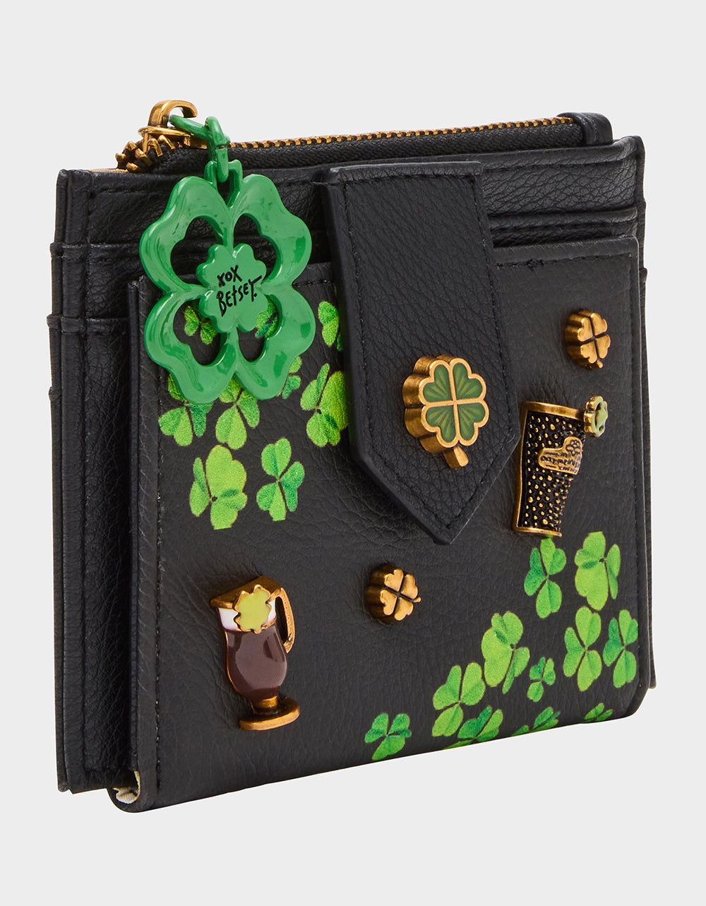 BLARNEY WALLET BLACK/MULTI Women's St.Patrick's Day Clover Wallet | Betsey Johnson Great Value