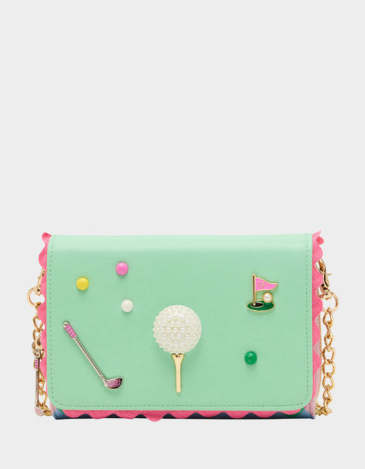 GONE CLUBBING WALLET ON CHAIN MULTI Golf Crossbody Women's Wallet Handbag | Betsey Johnson Everyday