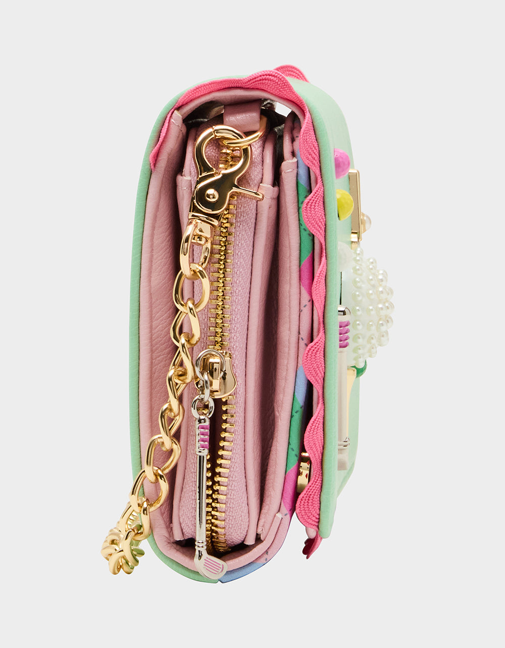 GONE CLUBBING WALLET ON CHAIN MULTI Golf Crossbody Women's Wallet Handbag | Betsey Johnson Everyday