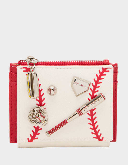PLAYING THE FIELD WALLET CREAM Bifold Baseball Women's Wallet | Betsey Johnson Smart Buy