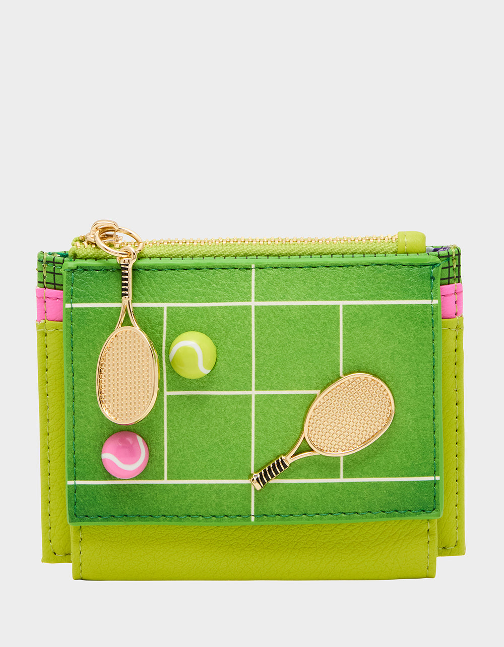 NET WORTH WALLET GREEN Bifold Tennis Women's Wallet | Betsey Johnson Deals