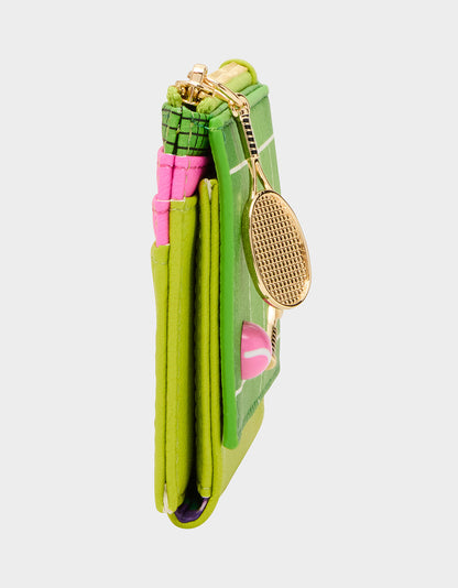NET WORTH WALLET GREEN Bifold Tennis Women's Wallet | Betsey Johnson Deals