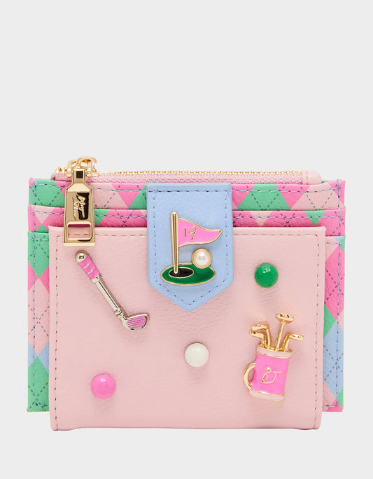 19TH HOLE WALLET PINK MULTI Bifold Golf Women's Wallet | Betsey Johnson Latest