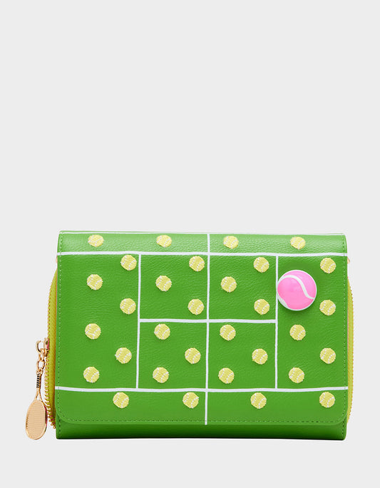 NET WORTH WALLET ON CHAIN GREEN Women's Tennis Wallet Crossbody Handbag | Betsey Johnson Best Seller