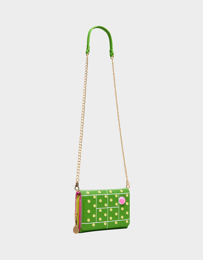 NET WORTH WALLET ON CHAIN GREEN Women's Tennis Wallet Crossbody Handbag | Betsey Johnson Best Seller