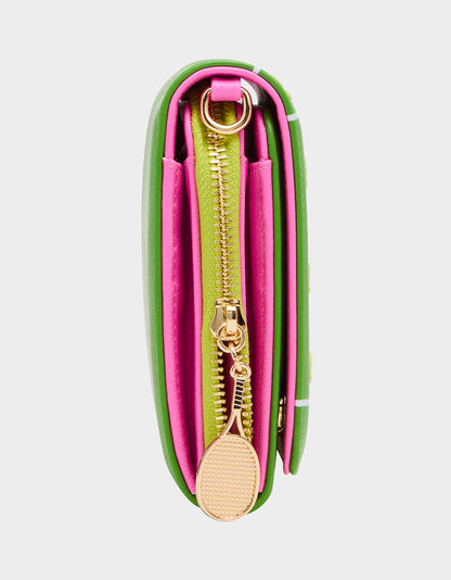 NET WORTH WALLET ON CHAIN GREEN Women's Tennis Wallet Crossbody Handbag | Betsey Johnson Best Seller