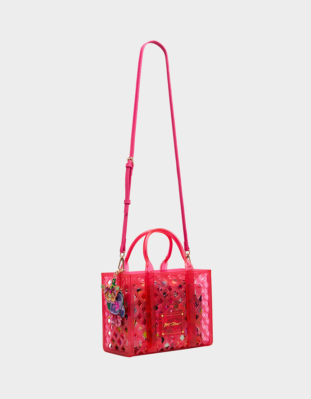 JAMMIN CLEAR SATCHEL PINK Women's Tote Crossbody Handbag | Betsey Johnson Sale