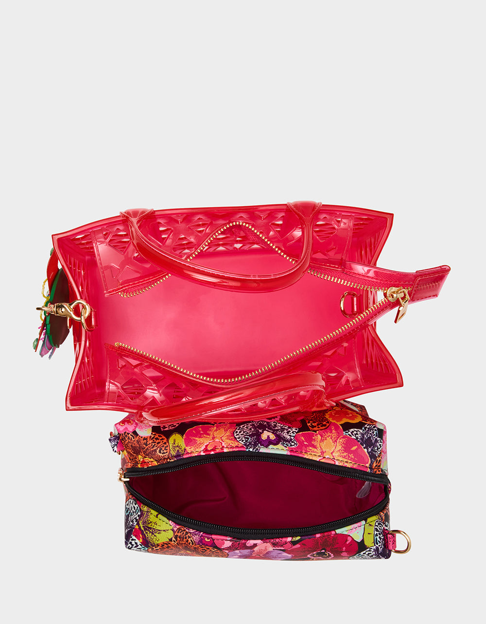 JAMMIN CLEAR SATCHEL PINK Women's Tote Crossbody Handbag | Betsey Johnson Sale