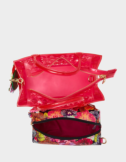 JAMMIN CLEAR SATCHEL PINK Women's Tote Crossbody Handbag | Betsey Johnson Sale