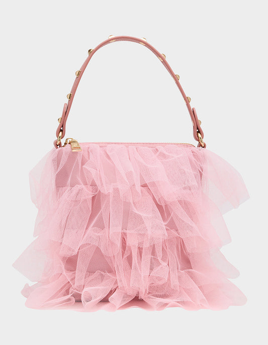 TUTU PRETTY PINK Women's Studded Shoulder Strap Tulle Crossbody Handbag | Betsey Johnson Quality