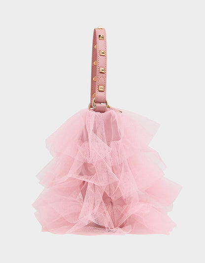 TUTU PRETTY PINK Women's Studded Shoulder Strap Tulle Crossbody Handbag | Betsey Johnson Quality