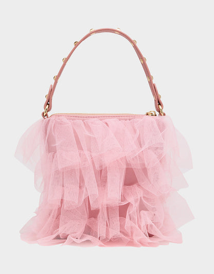 TUTU PRETTY PINK Women's Studded Shoulder Strap Tulle Crossbody Handbag | Betsey Johnson Quality