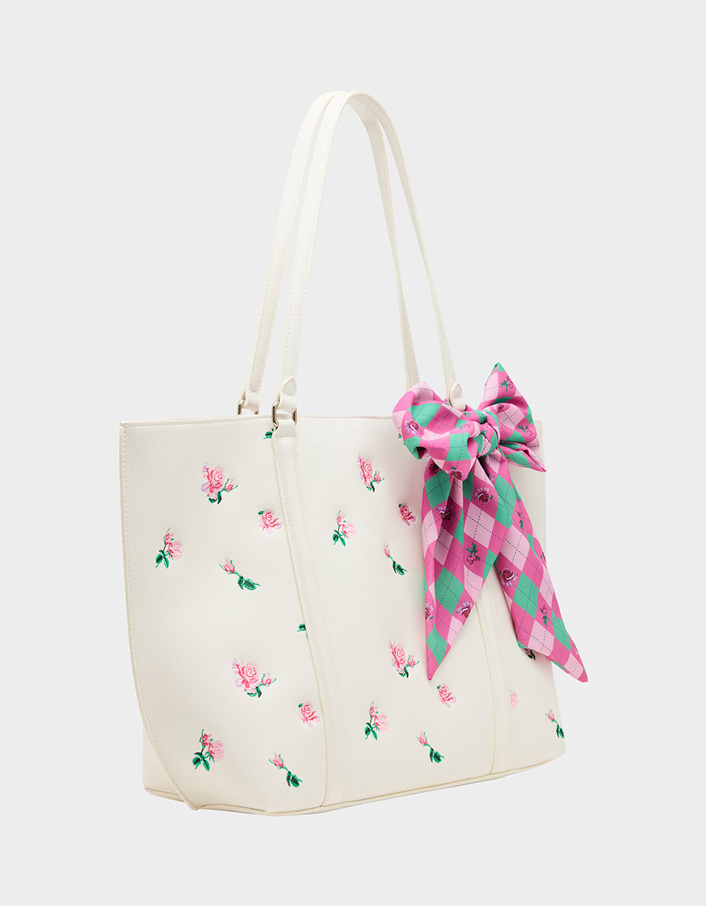 ROSEBUD TOTE CREAM Flowers Bow Women's Tote Handbag | Betsey Johnson Everyday