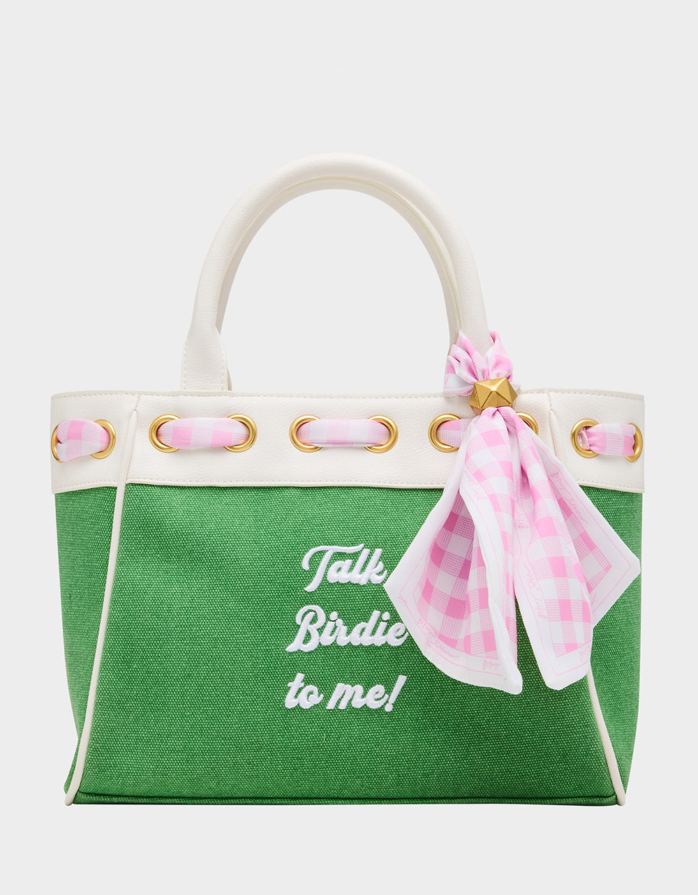 TALK BIRDIE TO ME SATCHEL GREEN Golf-Themed Scarf Detail Women's Satchel Handbag | Betsey Johnson Discount