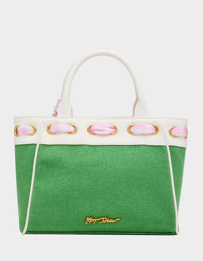 TALK BIRDIE TO ME SATCHEL GREEN Golf-Themed Scarf Detail Women's Satchel Handbag | Betsey Johnson Discount