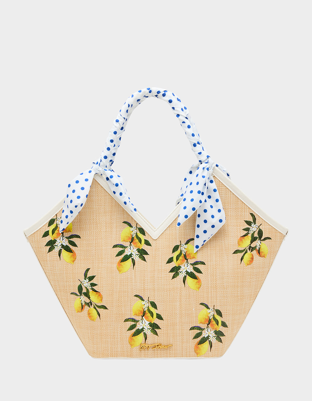 DON'T BE TARTY TOTE NATURAL Lemon Scarf Women's Tote Handbag | Betsey Johnson Best Seller
