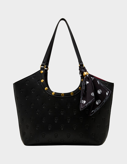 GET AHEAD TOTE BLACK Black Skull Print Tote Bag With Scarf | Betsey Johnson Popular