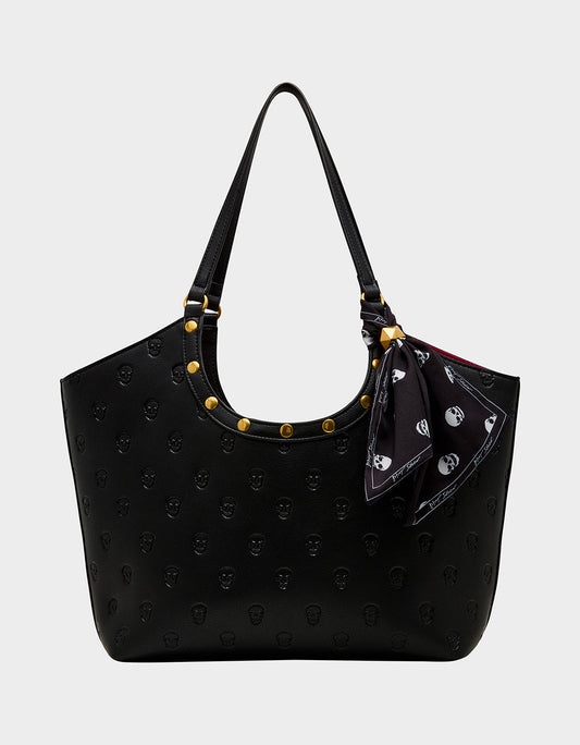 GET AHEAD TOTE BLACK Black Skull Print Tote Bag With Scarf | Betsey Johnson Popular