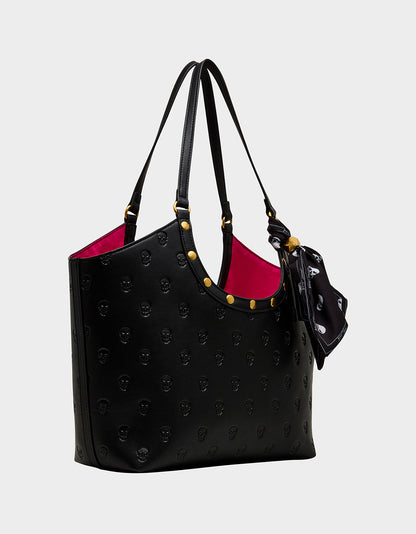 GET AHEAD TOTE BLACK Black Skull Print Tote Bag With Scarf | Betsey Johnson Popular