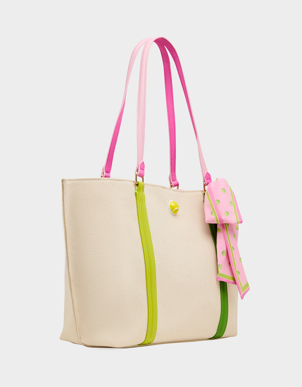 MISS MATCH TOTE NATURAL MULTI Natural Canvas Tennis Tote Sith Scarf | Betsey Johnson Essential