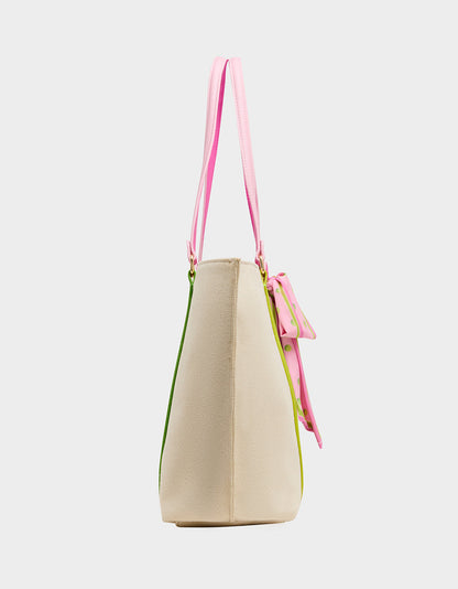 MISS MATCH TOTE NATURAL MULTI Natural Canvas Tennis Tote Sith Scarf | Betsey Johnson Essential