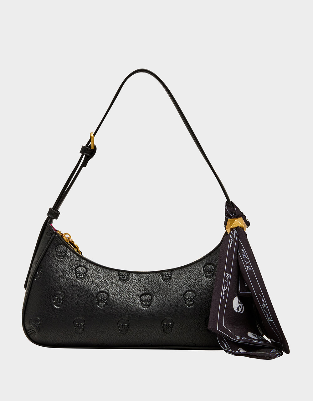 GET AHEAD SHOULDER BAG BLACK Black Skull Pink Shoulder Bag With Scarf | Betsey Johnson Great Value
