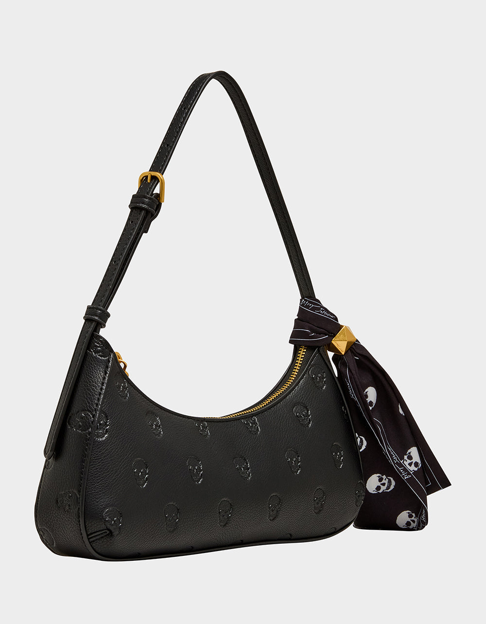 GET AHEAD SHOULDER BAG BLACK Black Skull Pink Shoulder Bag With Scarf | Betsey Johnson Great Value