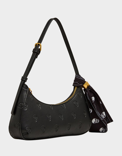 GET AHEAD SHOULDER BAG BLACK Black Skull Pink Shoulder Bag With Scarf | Betsey Johnson Great Value