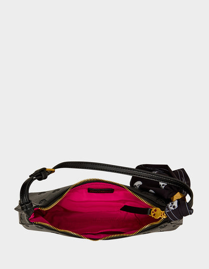 GET AHEAD SHOULDER BAG BLACK Black Skull Pink Shoulder Bag With Scarf | Betsey Johnson Great Value