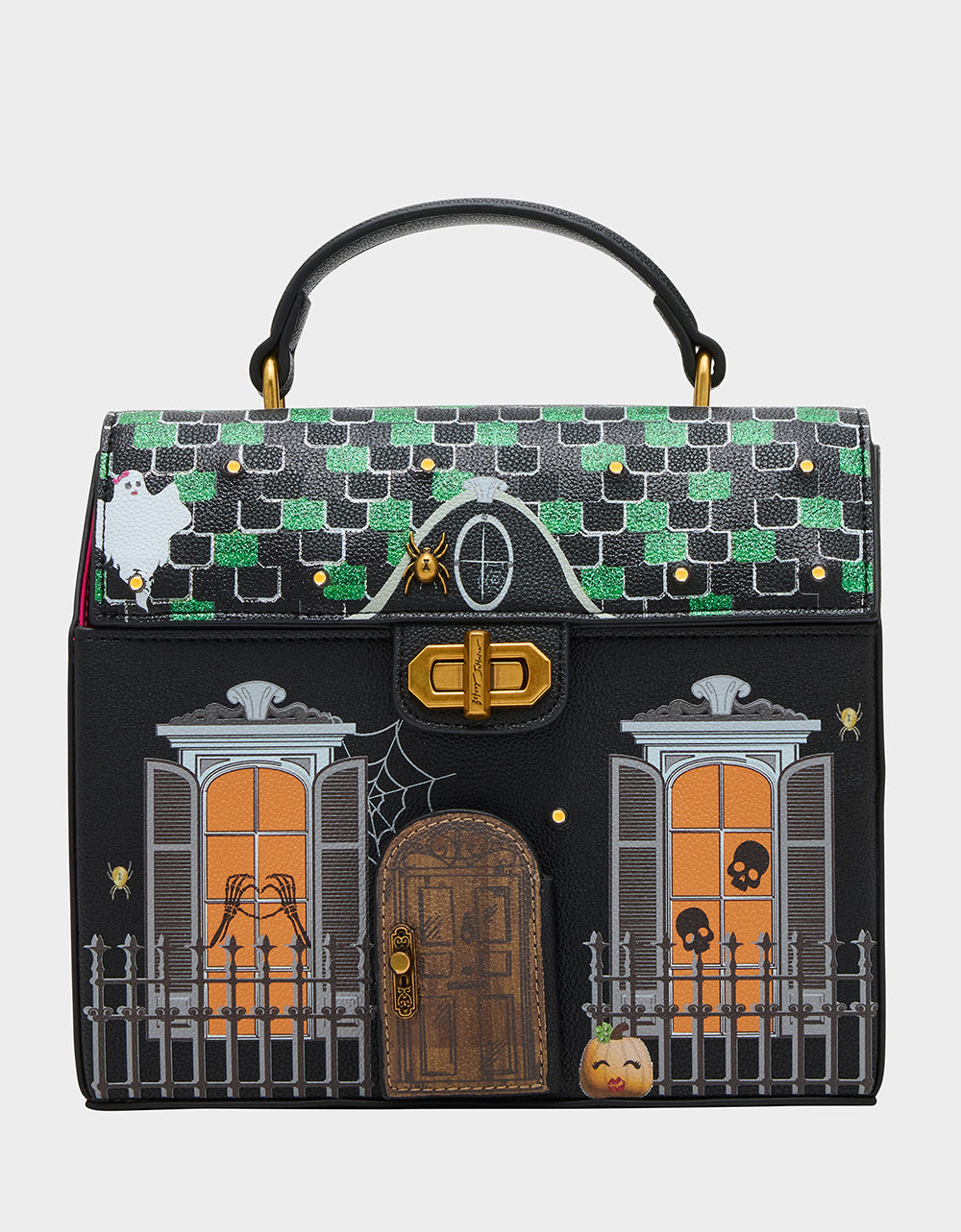 FOREVER HOME BLACK MULTI Women's Halloween-Themed Haunted House Crossbody Handbag | Betsey Johnson Value