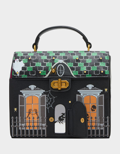 FOREVER HOME BLACK MULTI Women's Halloween-Themed Haunted House Crossbody Handbag | Betsey Johnson Value